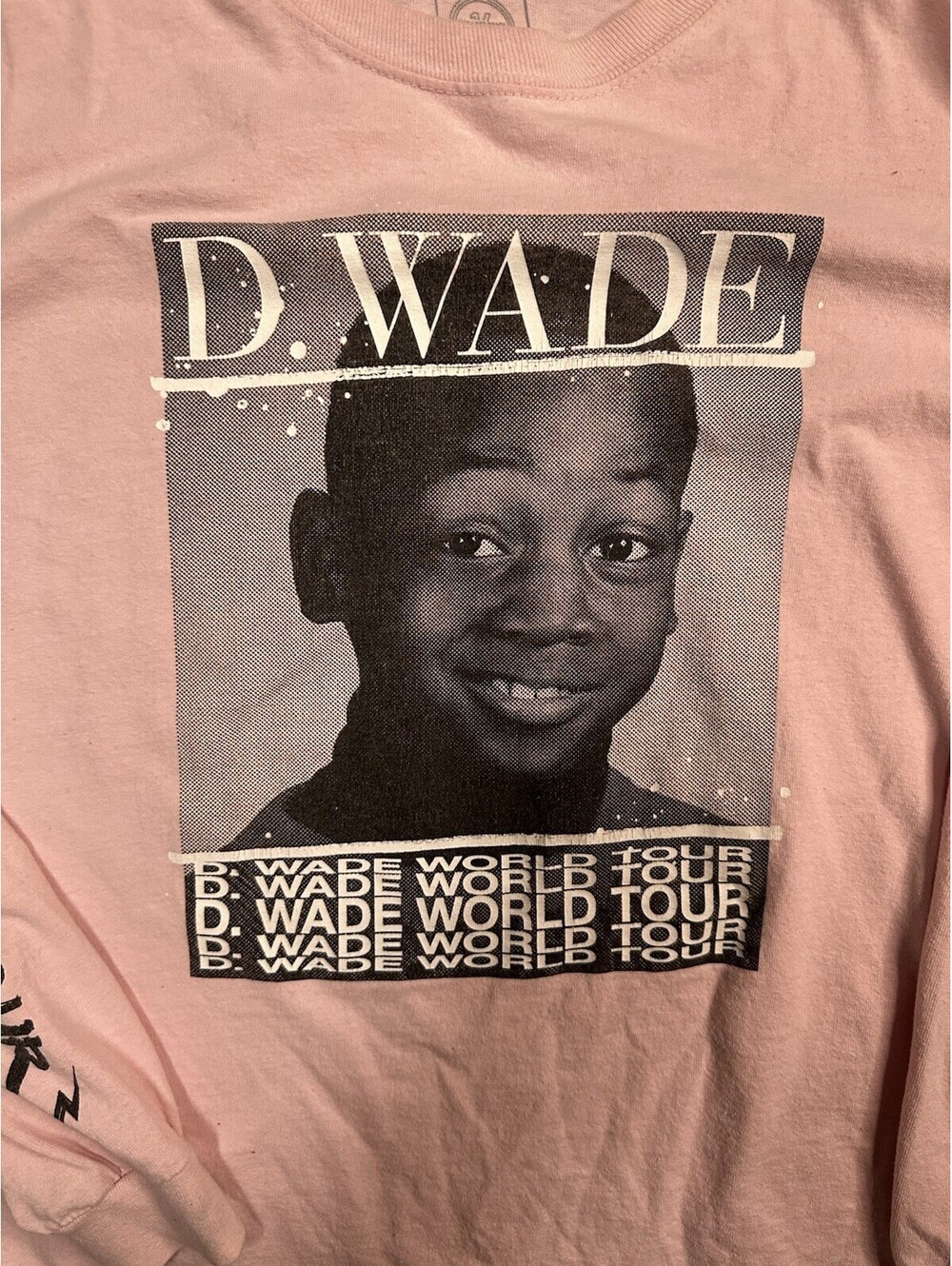 Dwyane Wade World Tour Pink Long Sleeve Shirt Large Miami Heat Career Tee